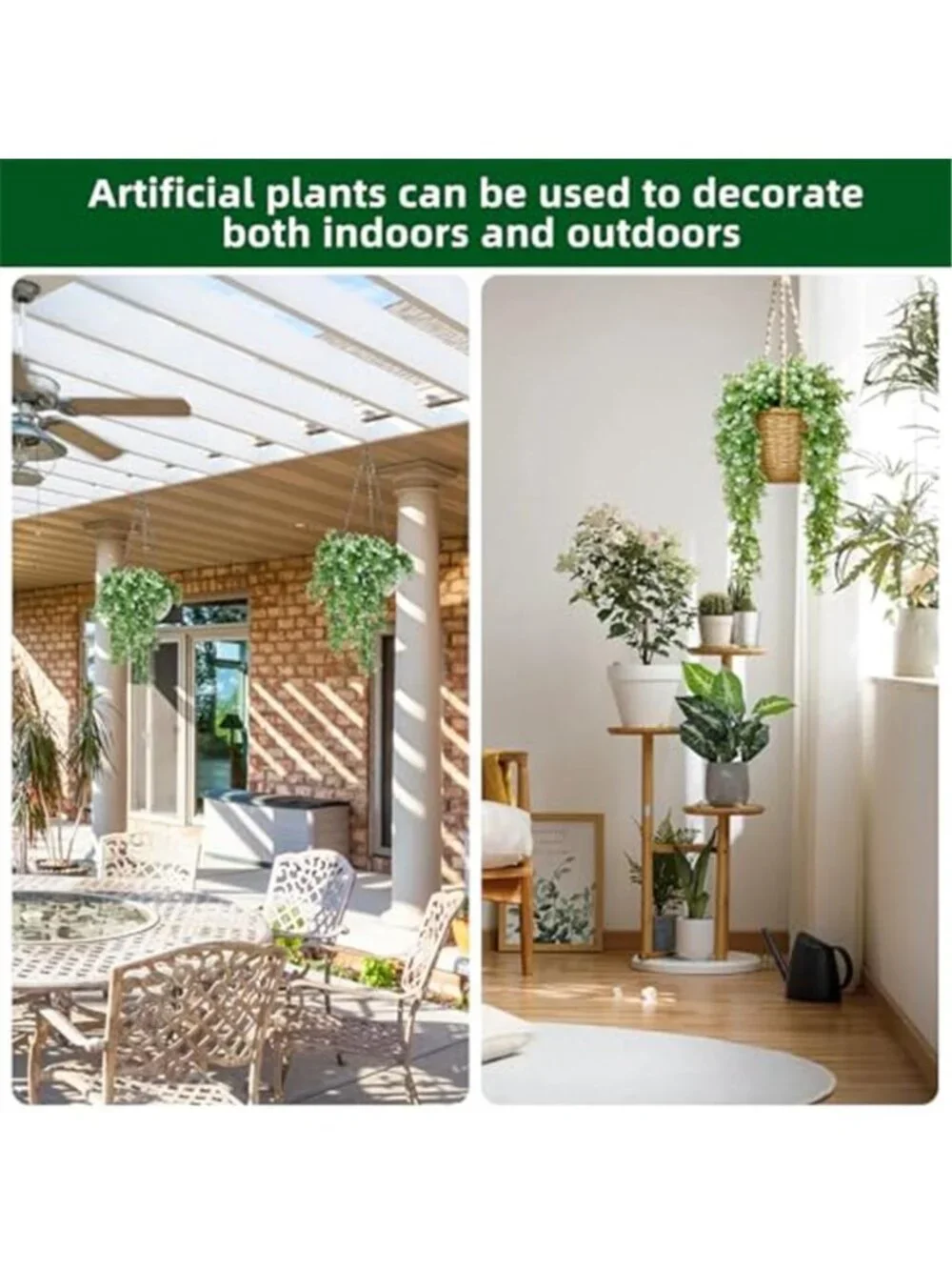 Artificial Hanging Plants Faux Greenery Vines Indoor Outdoor Wall Decor